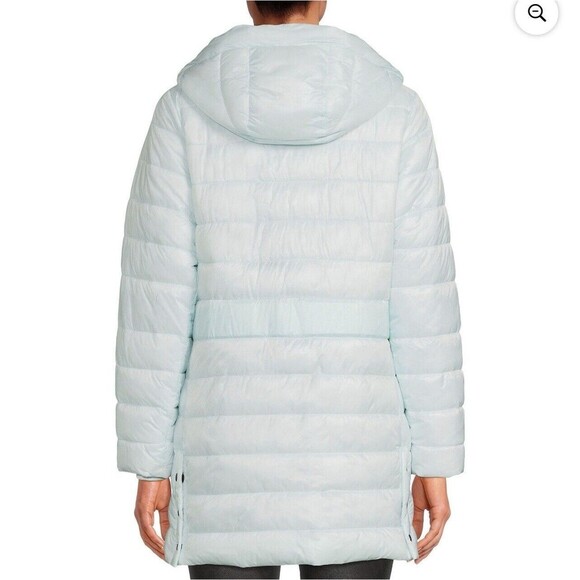 Swiss Tech Baby Blue Puffer Coat Jacket Small 4-6 Womens Packable Mid-Length - Picture 3 of 15